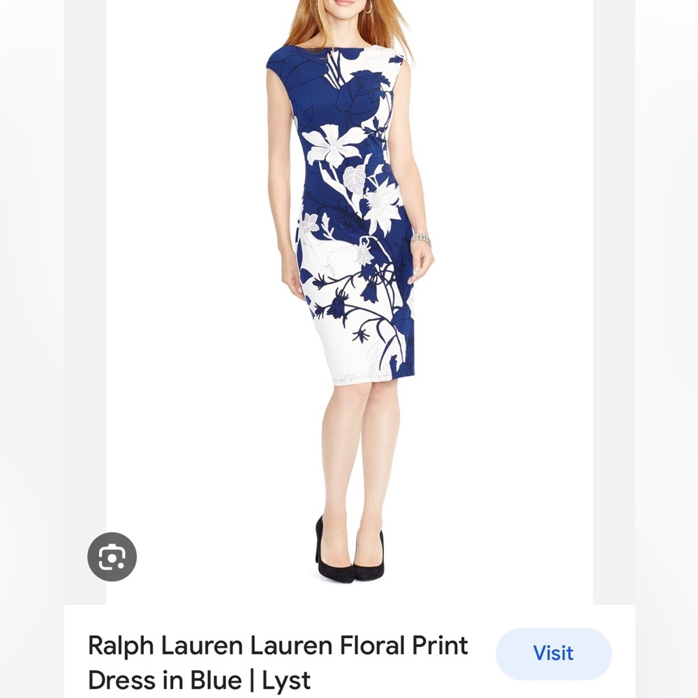 Ralph Lauren Lauren Floral Print Lined Dress in Blue Size 2